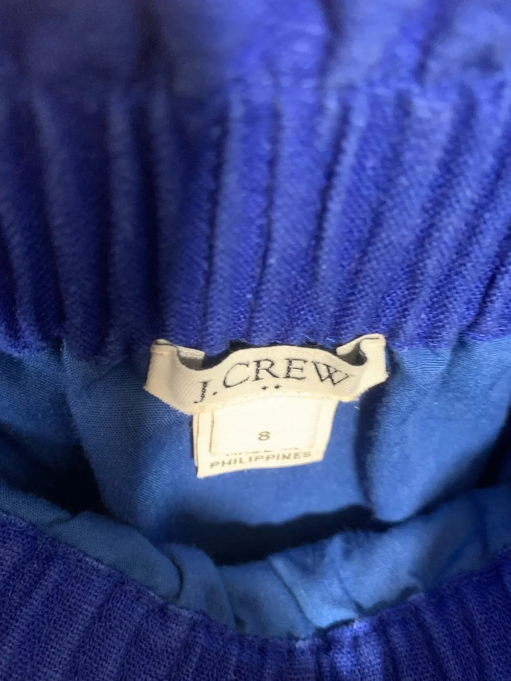 J.Crew Womens Linen Blend Scalloped Sidewalk Skirt Blue Size 8 Preppy Business